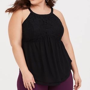 Torrid Black Lace Peplum Chiffon Tank 3X